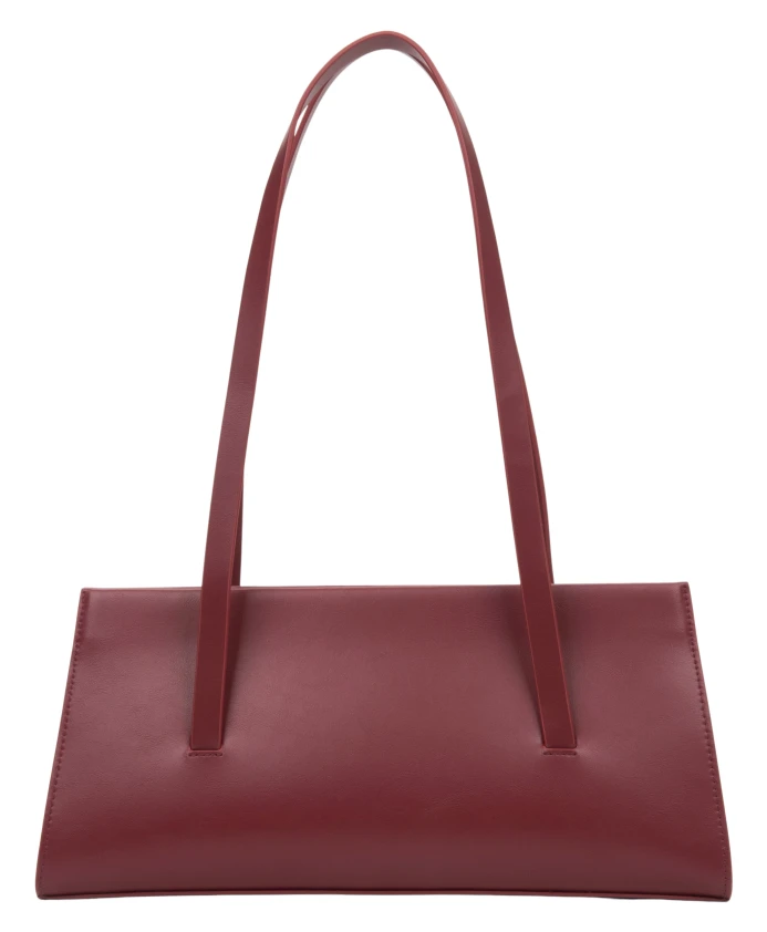 

Бордовая кожаная сумка с длинными ручками Estro, красный