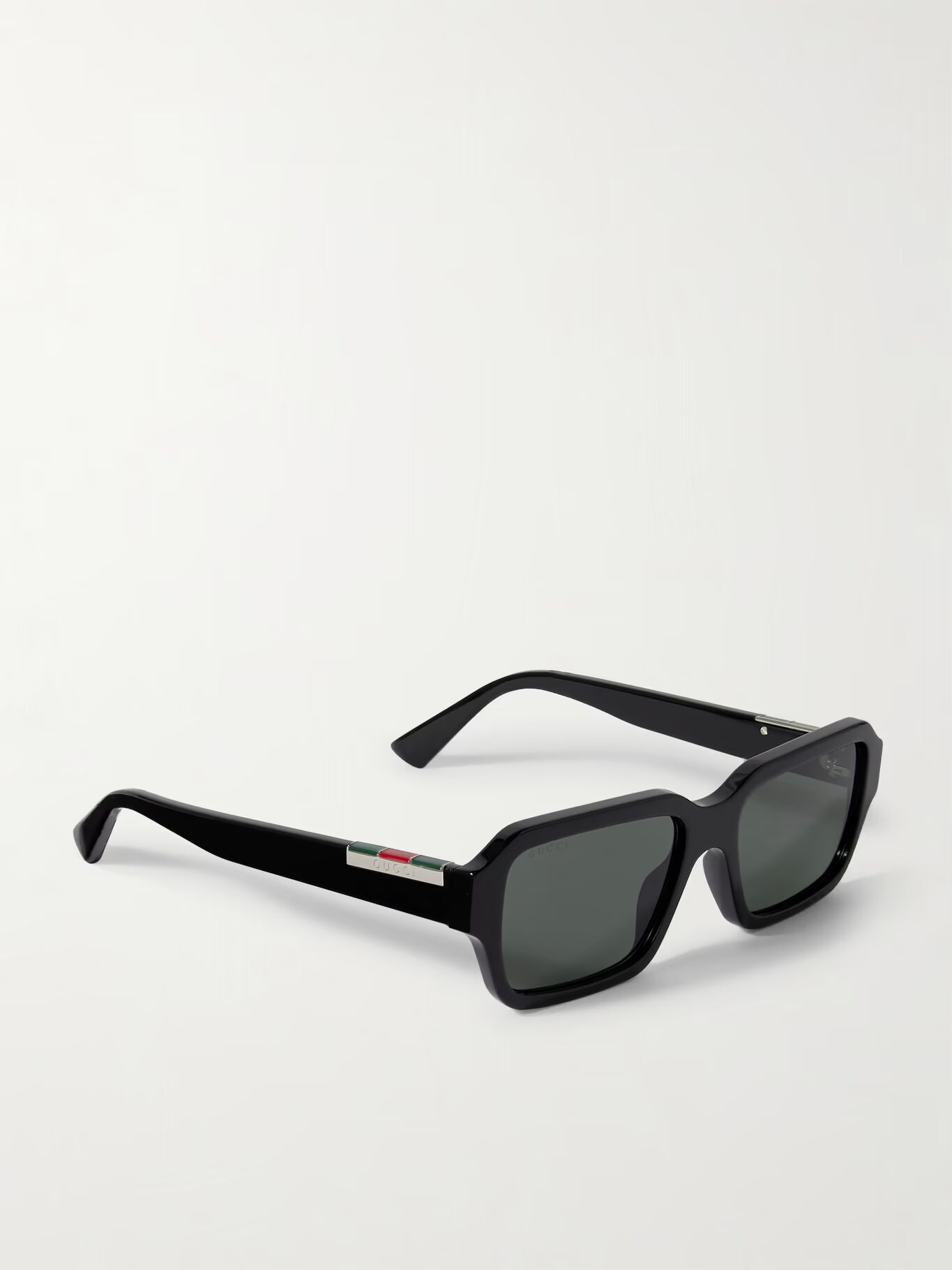

Солнцезащитные очки в прямоугольной оправе из переработанного ацетата и эмалированного серебристого оттенка GUCCI EYEWEAR, черный
