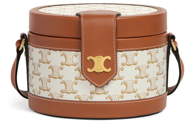 

CELINE Сумка-ланчбокс tambourtriomphe из коровьей кожи, портативная сумка через плечо, женская сумка через плечо white