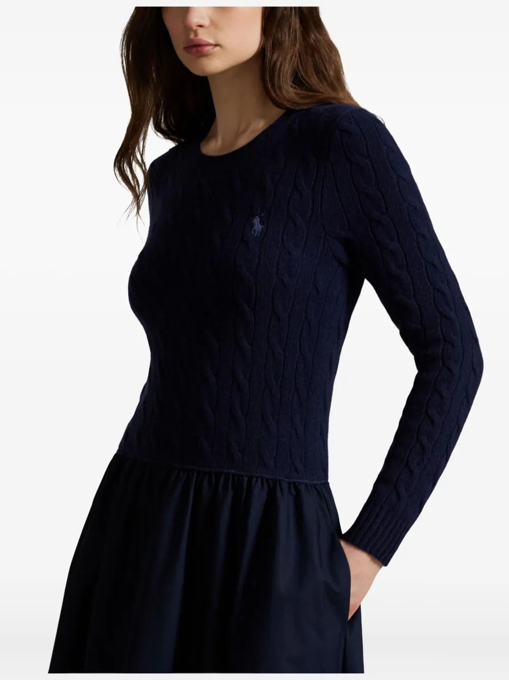 Расклешенное платье фактурной вязки POLO RALPH LAUREN, синий — фото 4