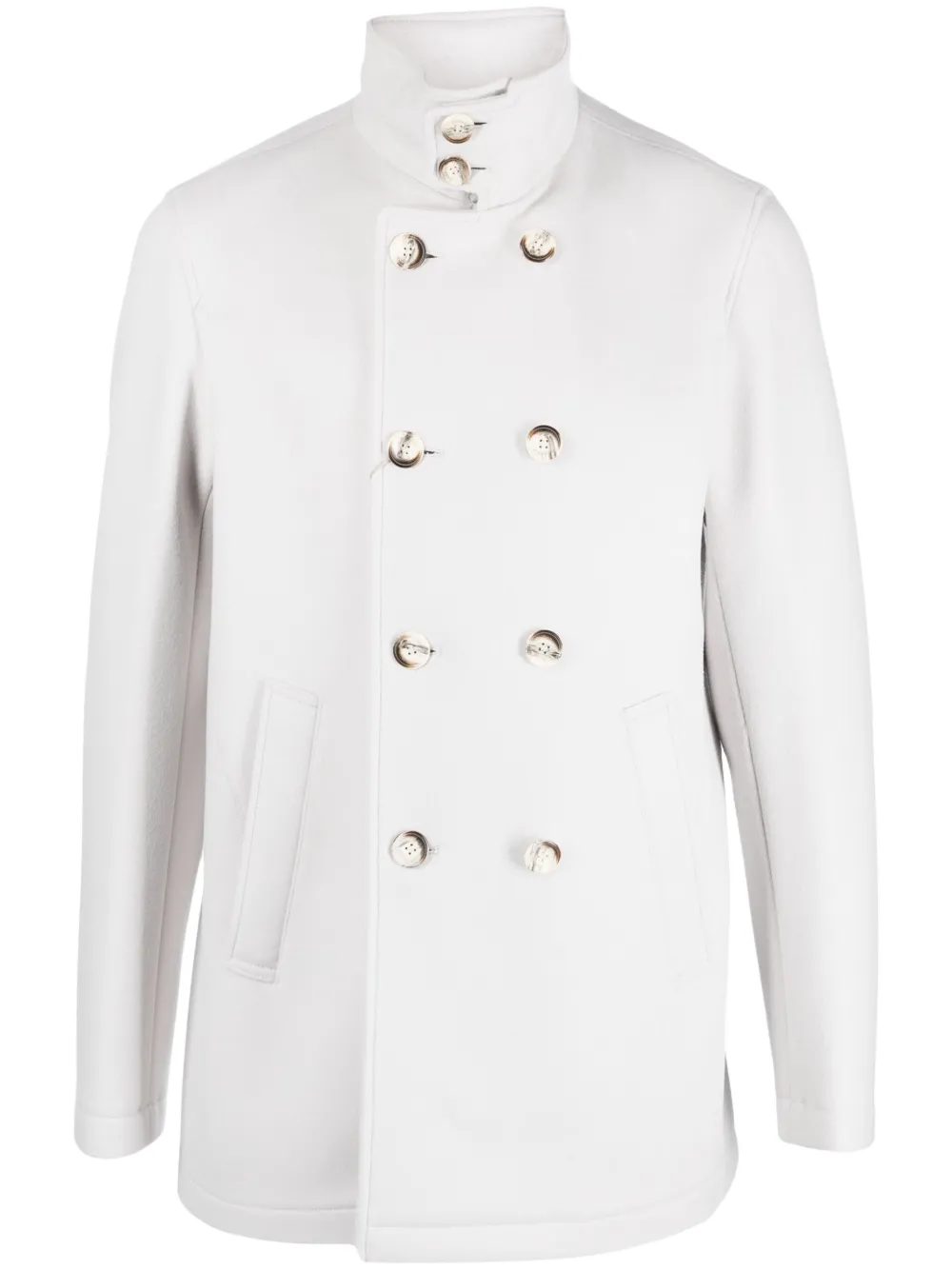 

Двубортное пальто с высоким воротником Herno, серый