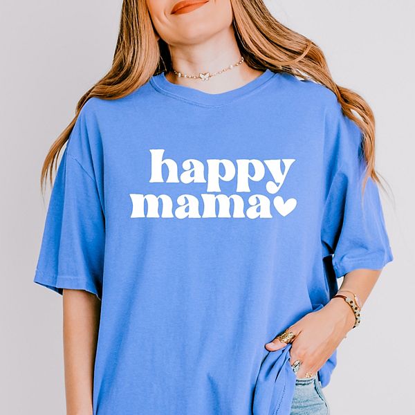 

Футболка Happy mama с принтом puff и эффектом garment dyed Simply Sage Market, Flo Blue