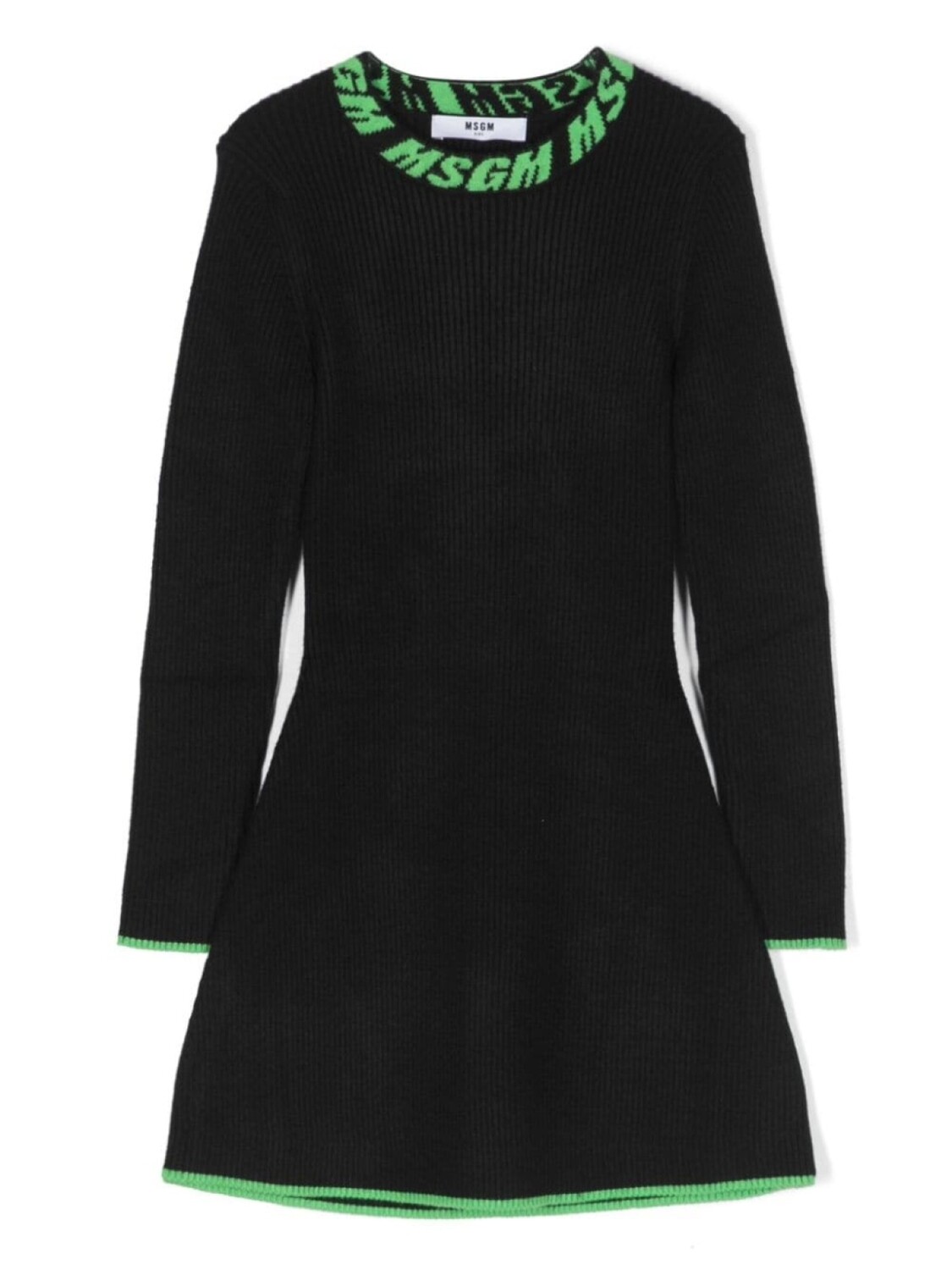 

MSGM Kids расклешенное платье вязки интарсия, черный