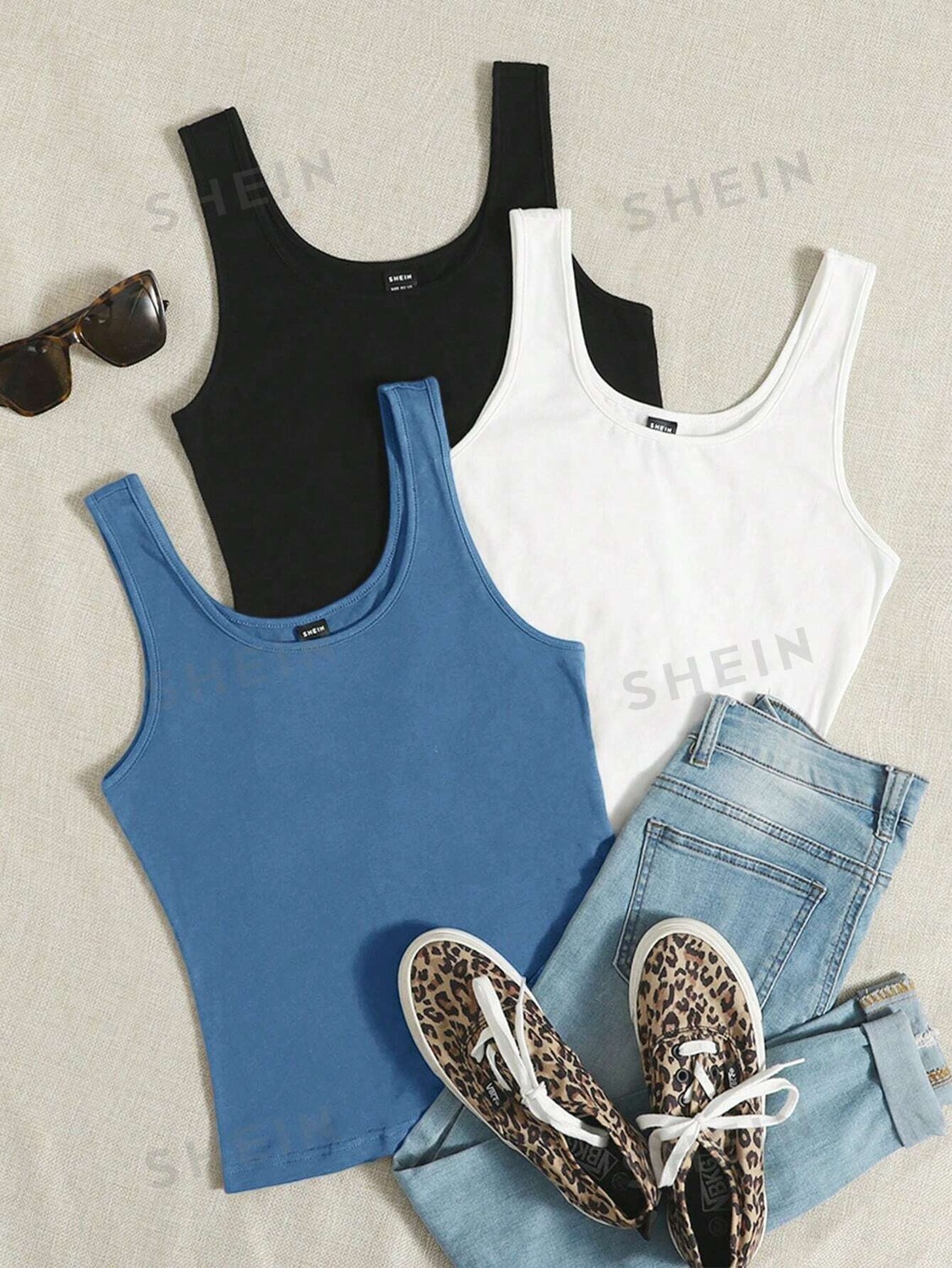 

Майка Shein Ezwear, синий