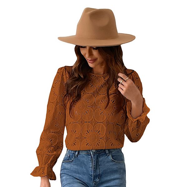 

Женская блузка с цветочной вышивкой Cupshe, Brown, Коричневый, Женская блузка с цветочной вышивкой Cupshe, Brown