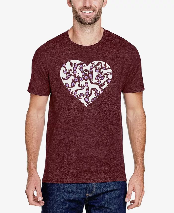 

Мужская футболка Premium Blend с принтом "Dog Heart" Word Art LA Pop Art, красный
