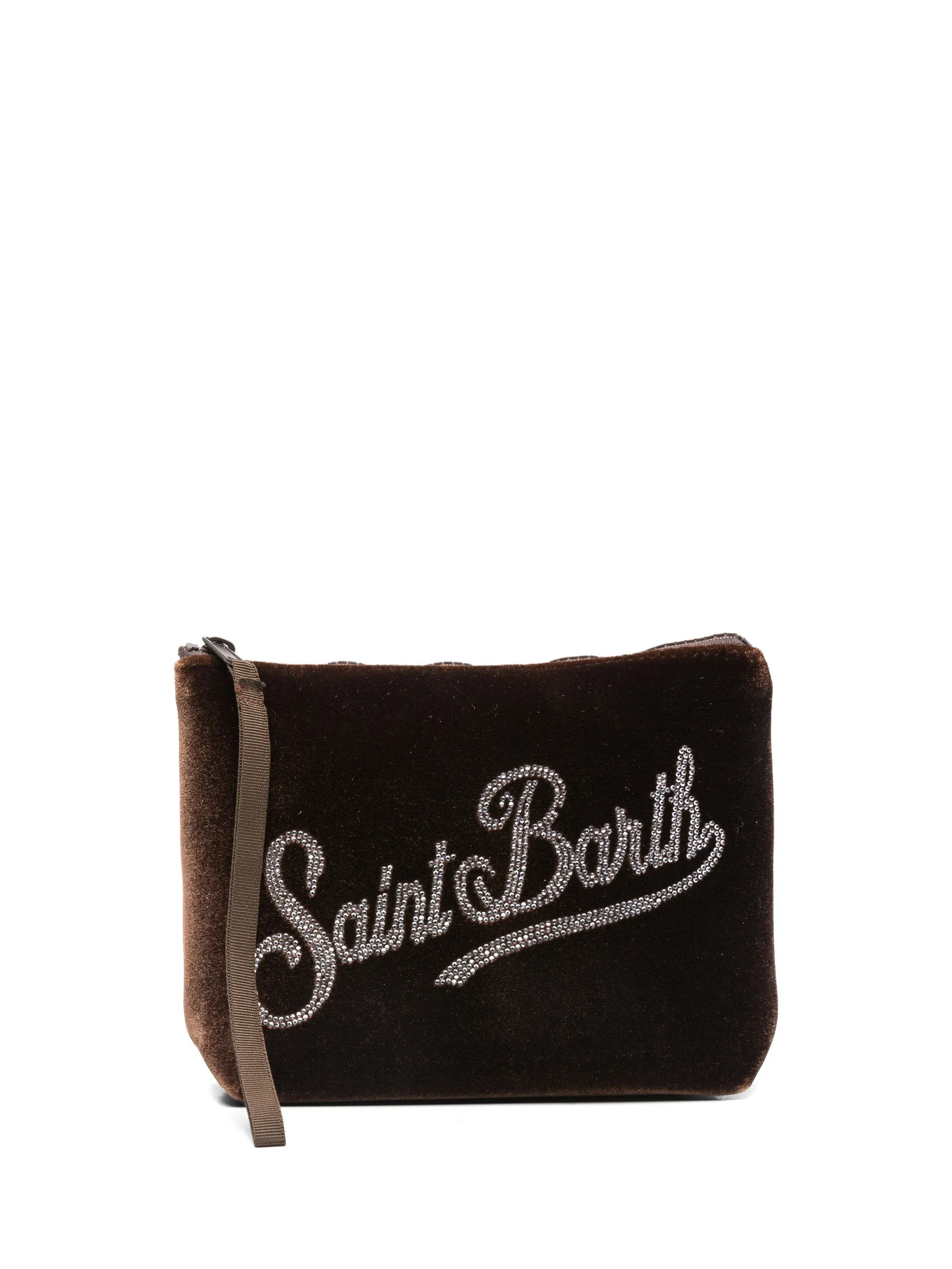 

Украшенный Алиной бархатный клатч Mc2 Saint Barth, коричневый