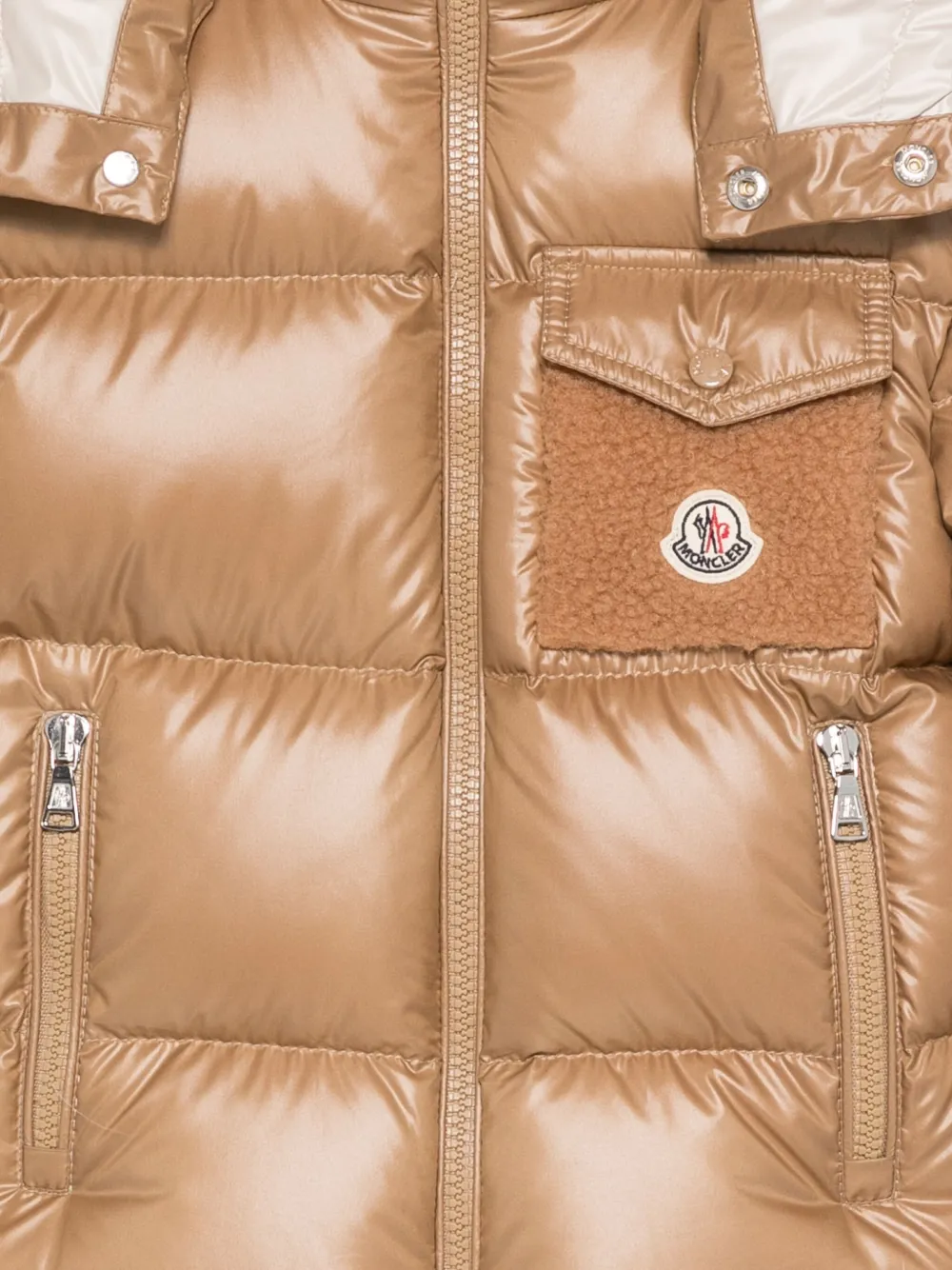 Пуховик Yule с капюшоном Moncler Enfant, коричневый — фото 3