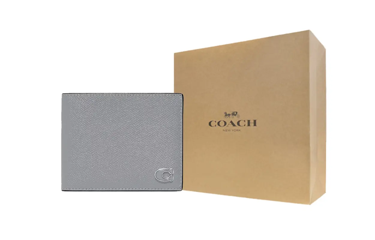 

COACH Трёхсекционный кошелёк из коровьей кожи для карт миниатюрный женский серо-голубой