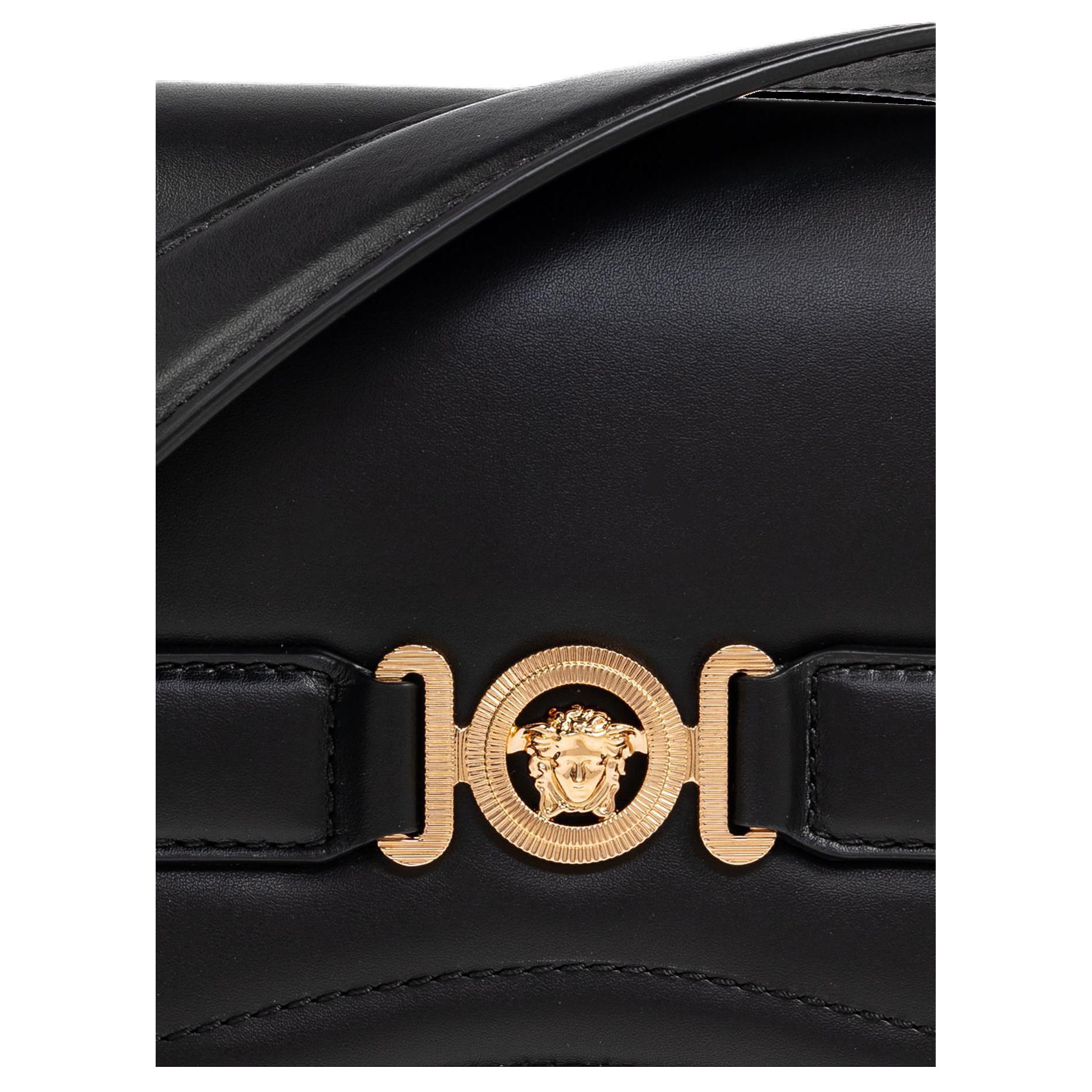 VERSACE Кожаная поясная сумка Fansizhe, мужская наплечная сумка black — фото 4