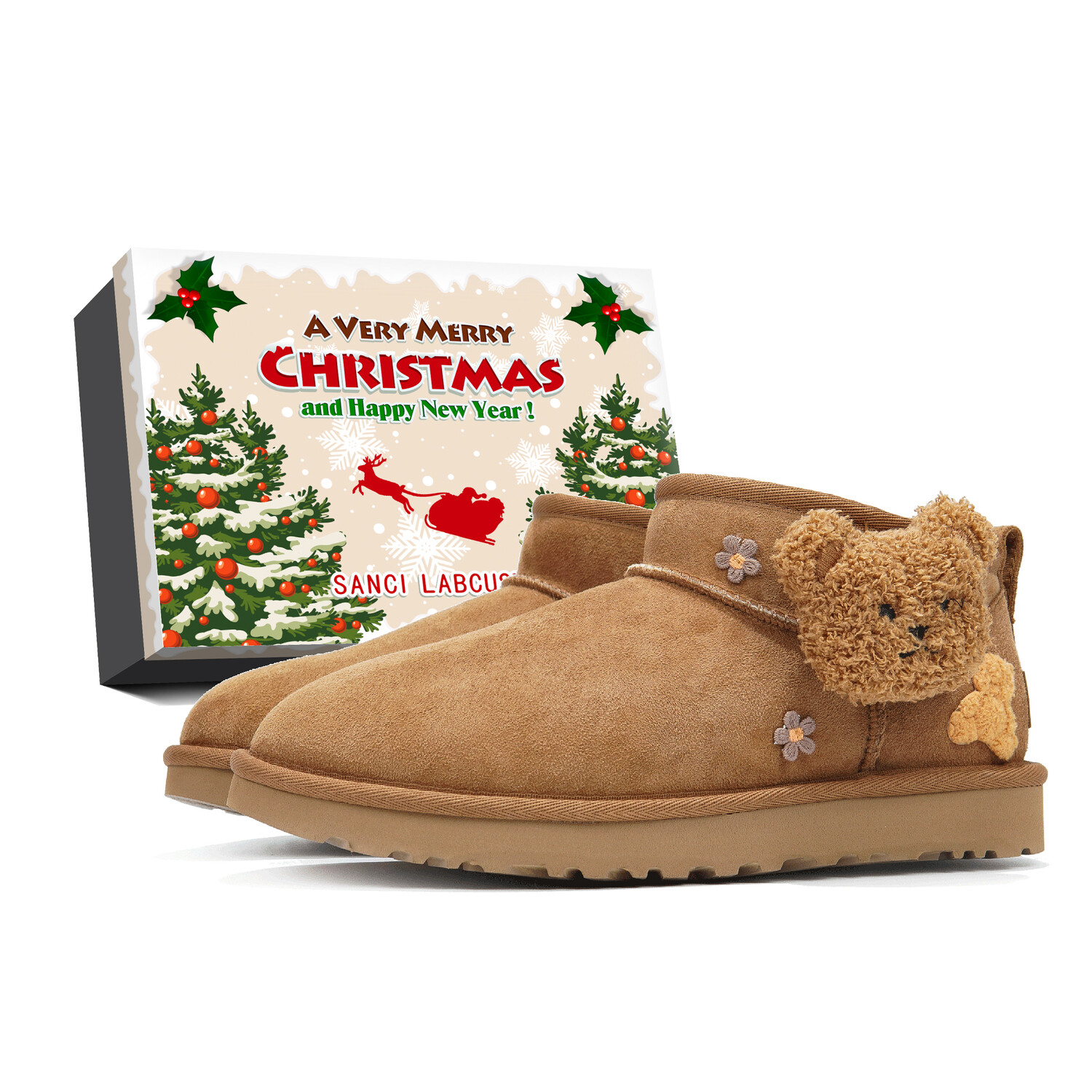 Ботинки Ugg Women's Classic Ultra Mini, каштановый/Чучело медведя/box
