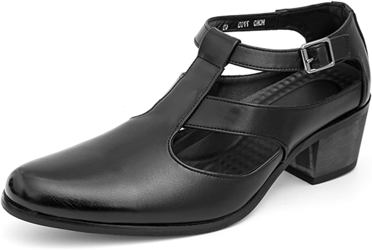 

Мужские кожаные лоферы с вырезами, на грубой подошве, с пряжками, повседневные, с заостренным носком, нескользящие, сандалии, оксфорды для бизнеса, формальных мероприятий, свадьбы, вечеринок и работы в офисе Tixewsjh, черный