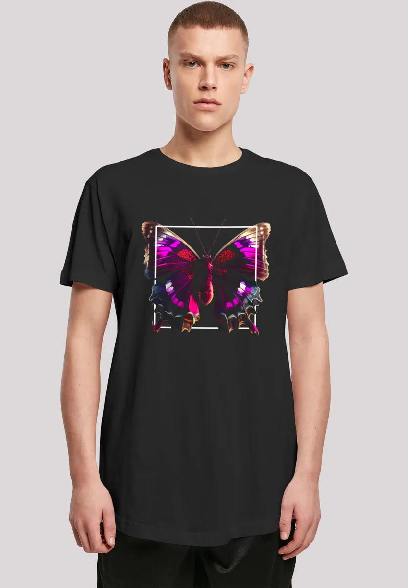 

F4NT4STIC Футболка "Pink Butterfly LONG TEE", принт, черный