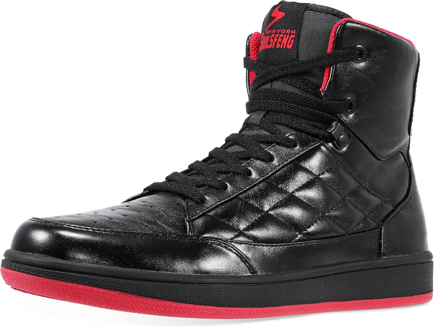 

Мужские и женские высокие кеды Soulsfeng, кожаные ботинки на шнуровке, прогулочные теннисные туфли, черный