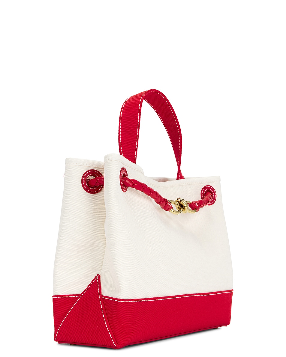 Сумка Andiamo из холста Bottega Veneta, White, Scarlet, Nail Polish, & Muse Brass — фото 4