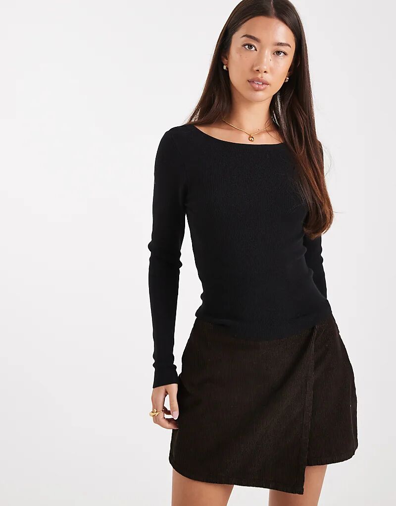 

Тонкий трикотажный топ с завязками сзади ASOS DESIGN черного цвета