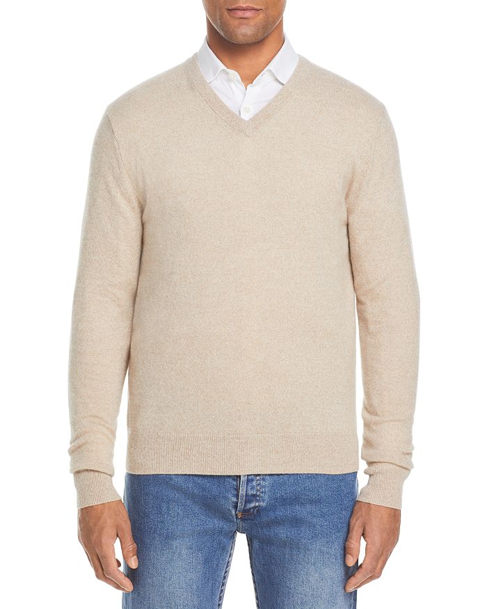 

Кашемировый свитер с V-образным вырезом The Men's Store at Bloomingdale's, коричневый/бежевый
