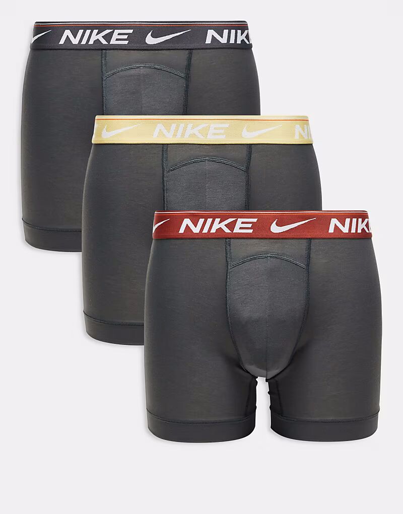 

Комплект из 3 пар трусов-боксеров Nike Dri-Fit Ultra Comfort серого цвета с контрастными поясами