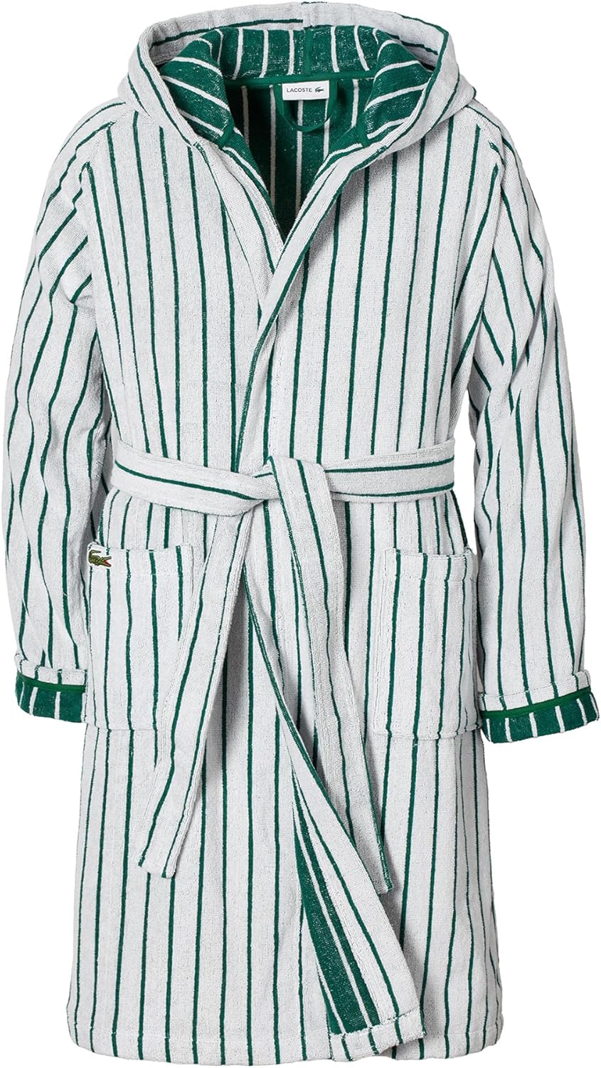 

Халат Lacoste Centre Mark - 100% хлопок, роскошный взрослый унисекс халат с капюшоном, впитывающий, быстросохнущий, с 2 карманами и поясом, Green