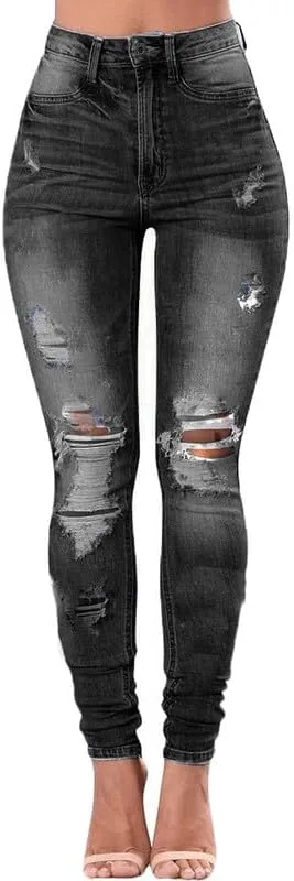 

Andongnywell Plus Size джинсы с низкой посадкой Colombian Design, эффектом подъема ягодиц и потертостями