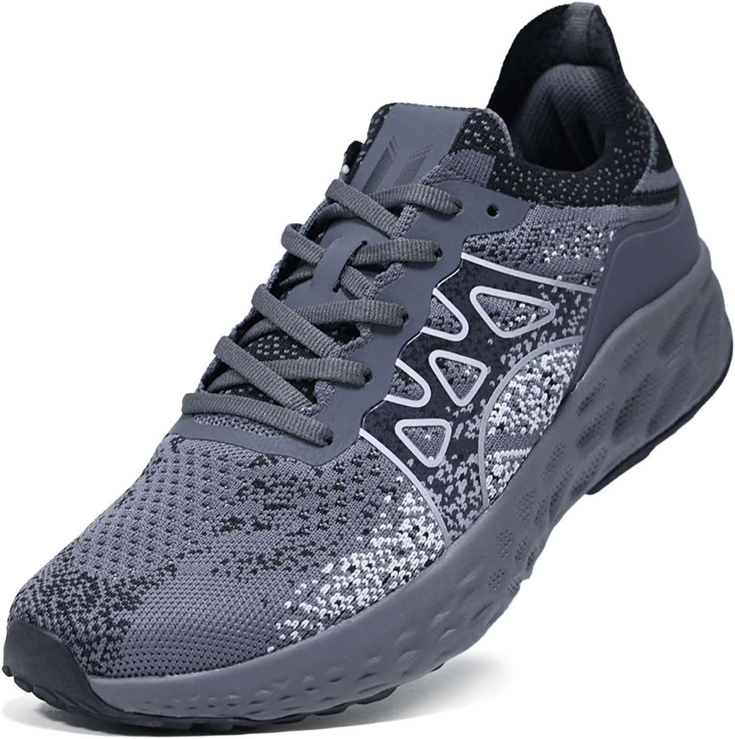 

Мужские кроссовки на шнуровке- слипоны для спорта и повседневной носки, легкие дышащие, с сеткой, для бега, тенниса и тренировок в зале Sadmon, серый