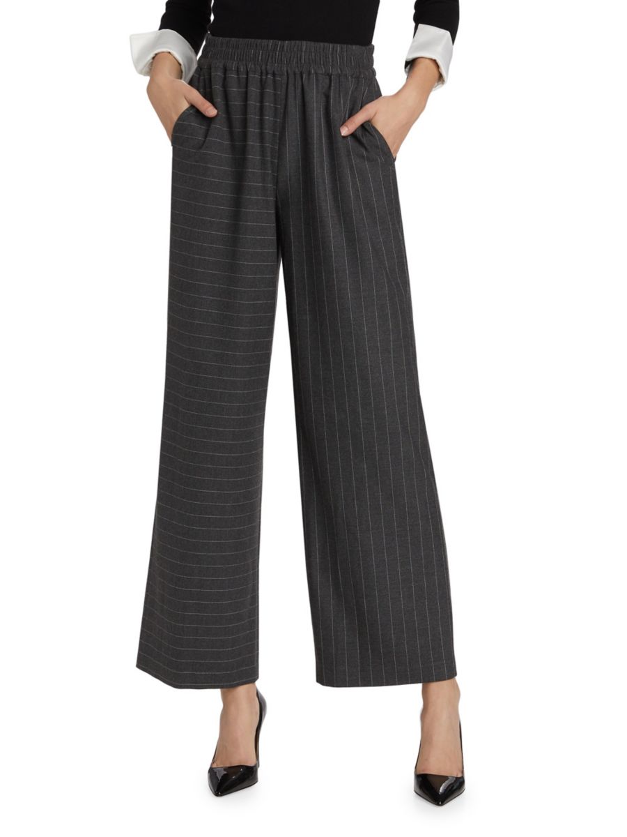 

Широкие брюки в тонкую полоску Benny Alice + Olivia, цвет Charcoal White