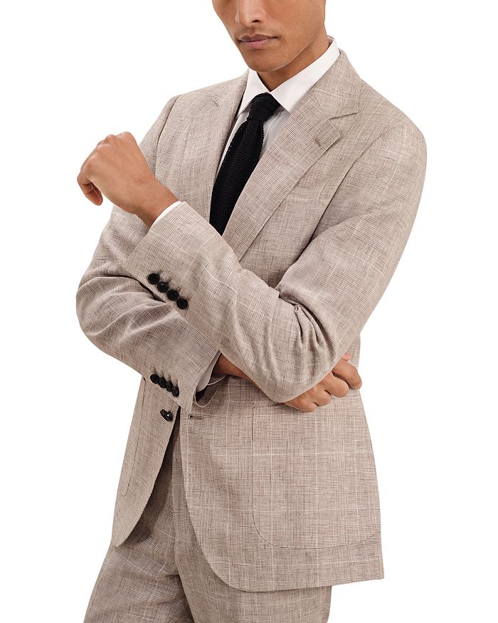 

Эштон Блейзер из льна в клетку, классический крой, с отложным воротником REISS, коричневый/бежевый