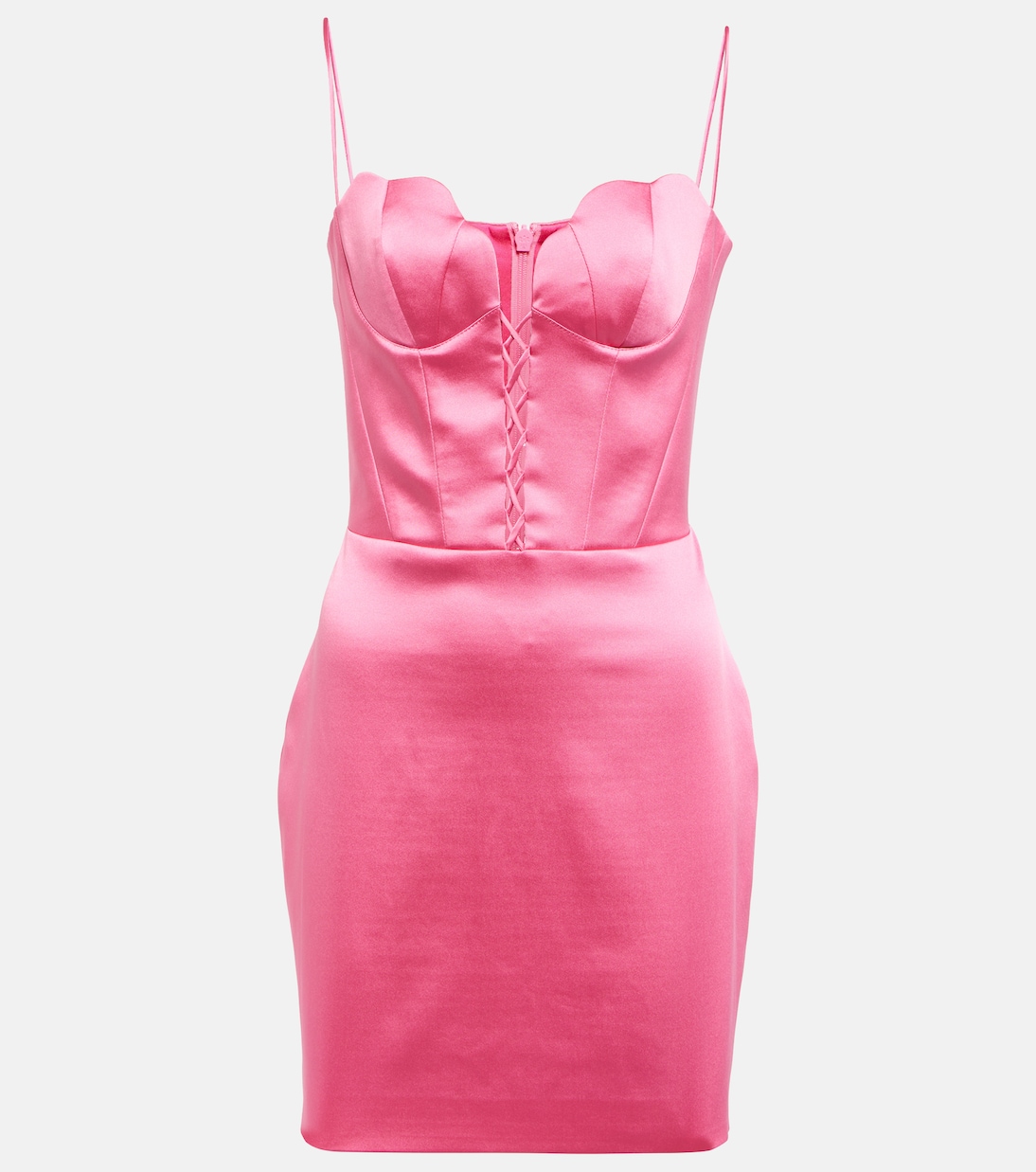 

Мини-платье-бюстье из атласа со шнуровкой Rasario, розовый