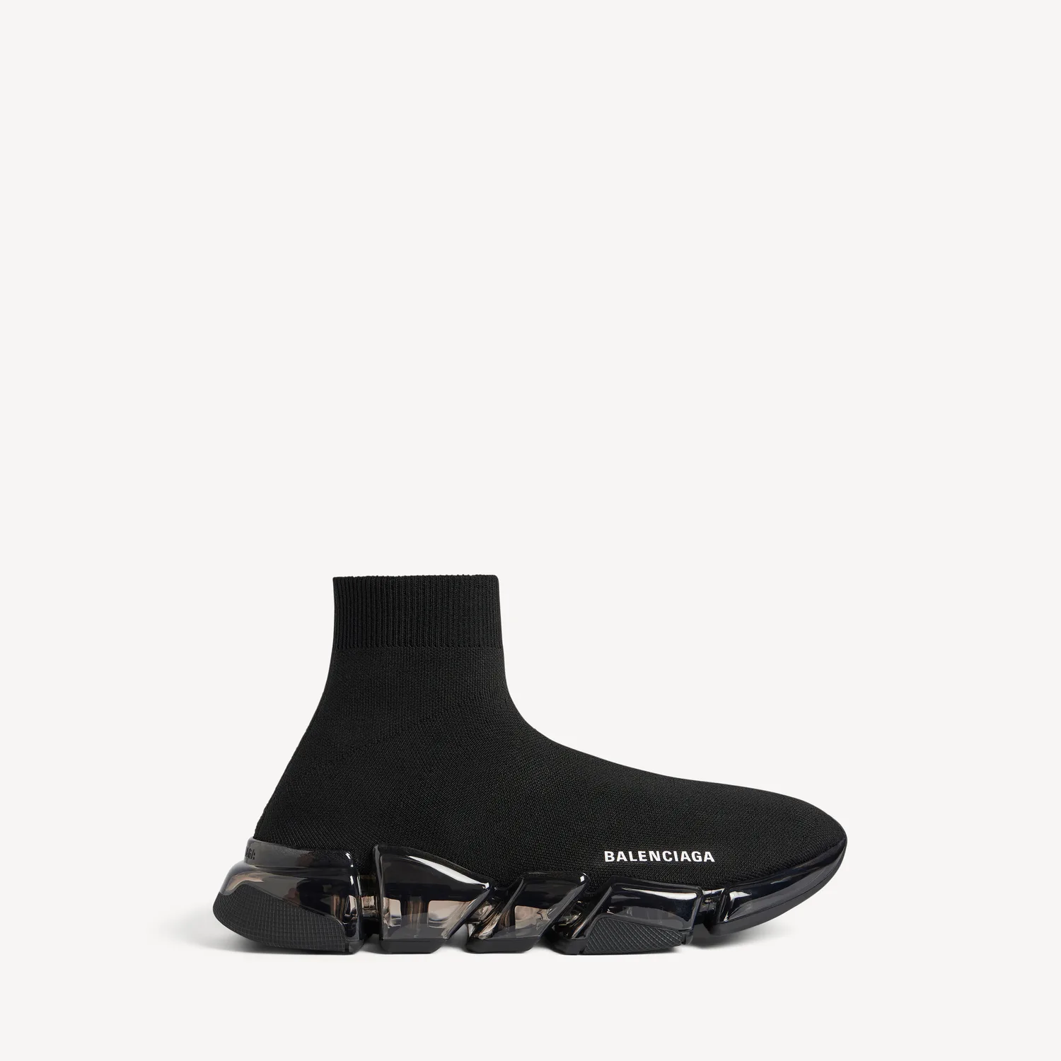BALENCIAGA Мужские кроссовки Speed 2.0 из переработанного трикотажа с полностью прозрачной подошвой, черные