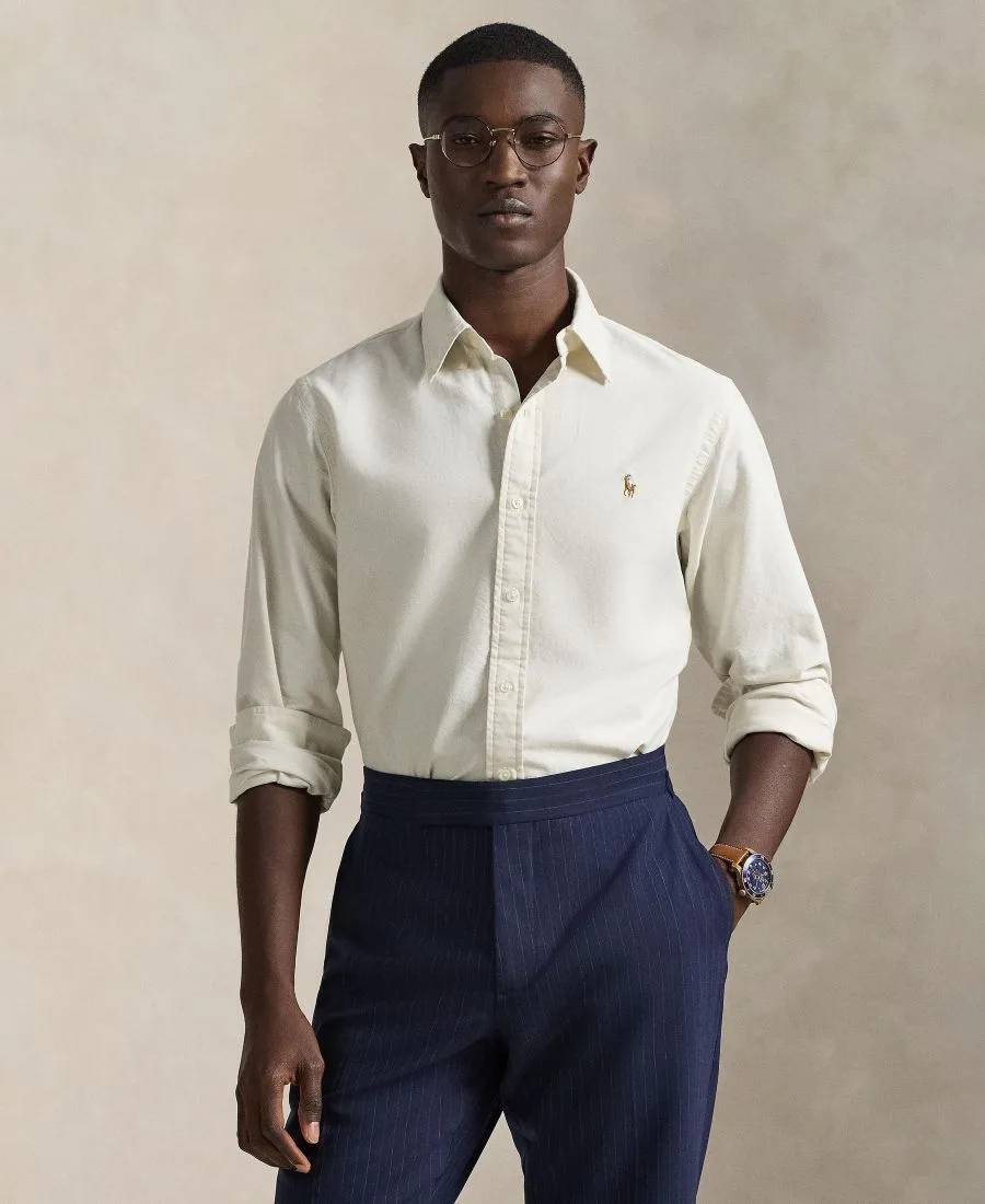 Мужская рубашка Оксфорд с длинными рукавами Polo Ralph Lauren, Basic Sand