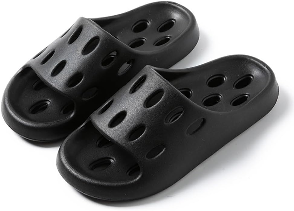 

Душевые шлепанцы с отверстиями, быстро сохнущие, противоскользящие, для женщин и мужчин, с EVA, легкие, с открытым носком, для ванной, бассейна, общежития, дома, спортзала и пляжа Hmblaw, черный