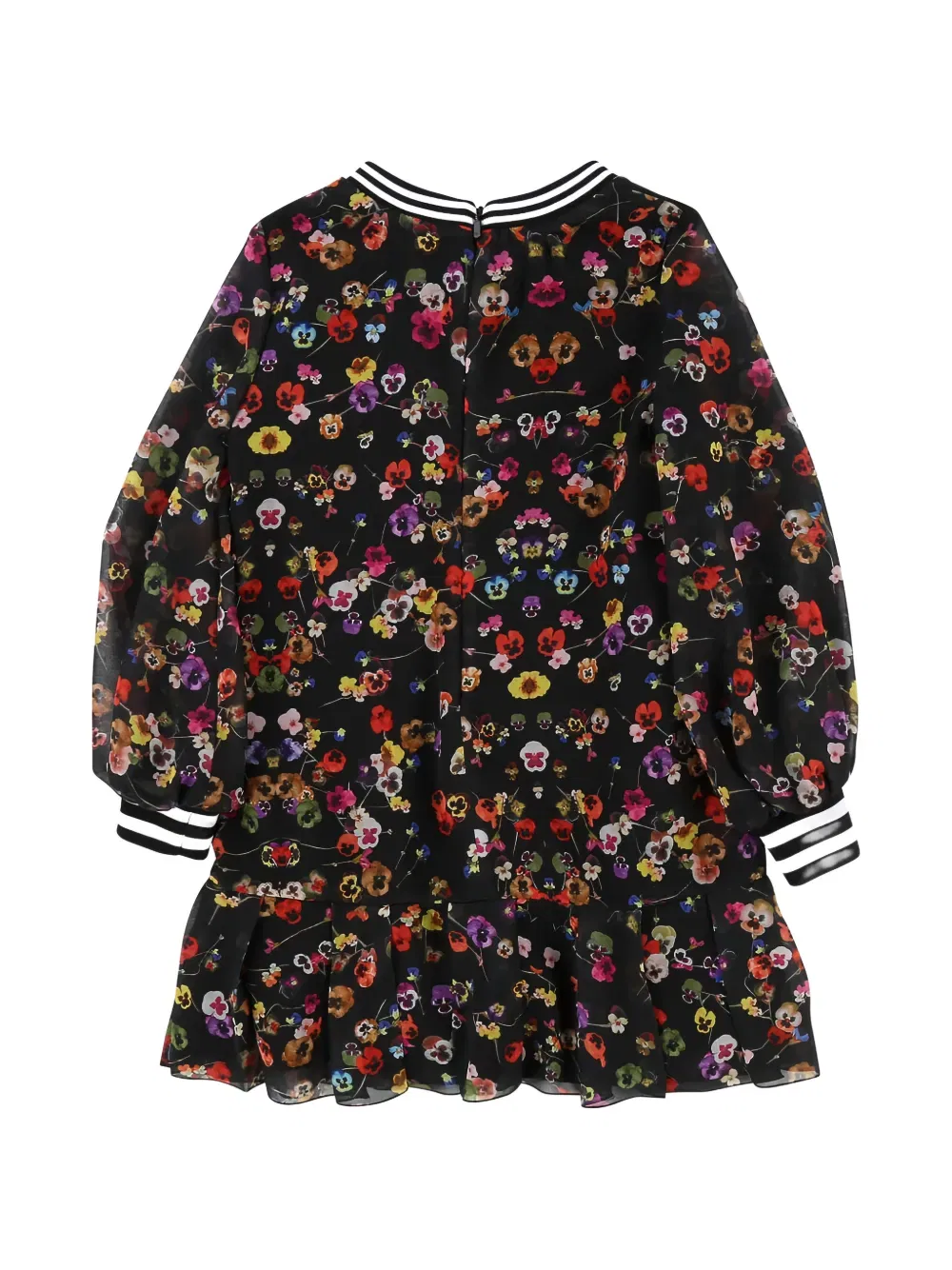 Платье с цветочным принтом и оборками Givenchy Kids, черный — фото 2