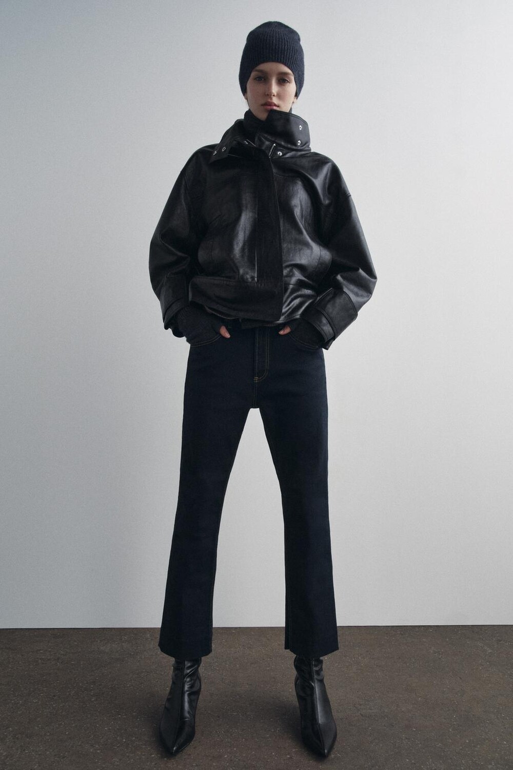 

Укороченные джинсы bootcut с высокой талией ZARA, синий
