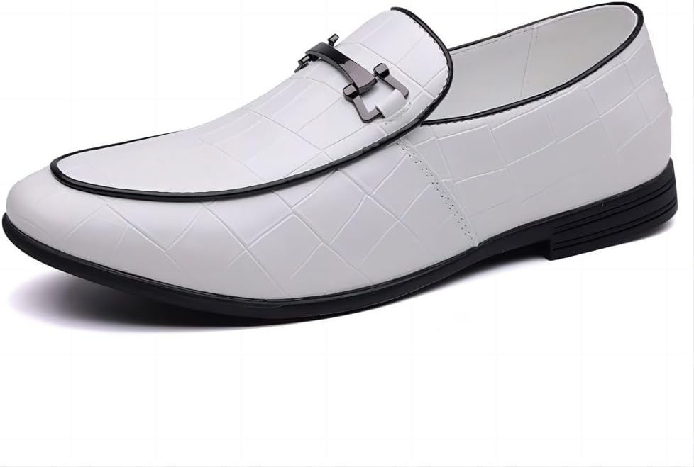 

Мужские кожаные лоферы Бизнес Формальные повседневные классические комфортные свадебные офисные дышащие оксфорды Asifn, белый