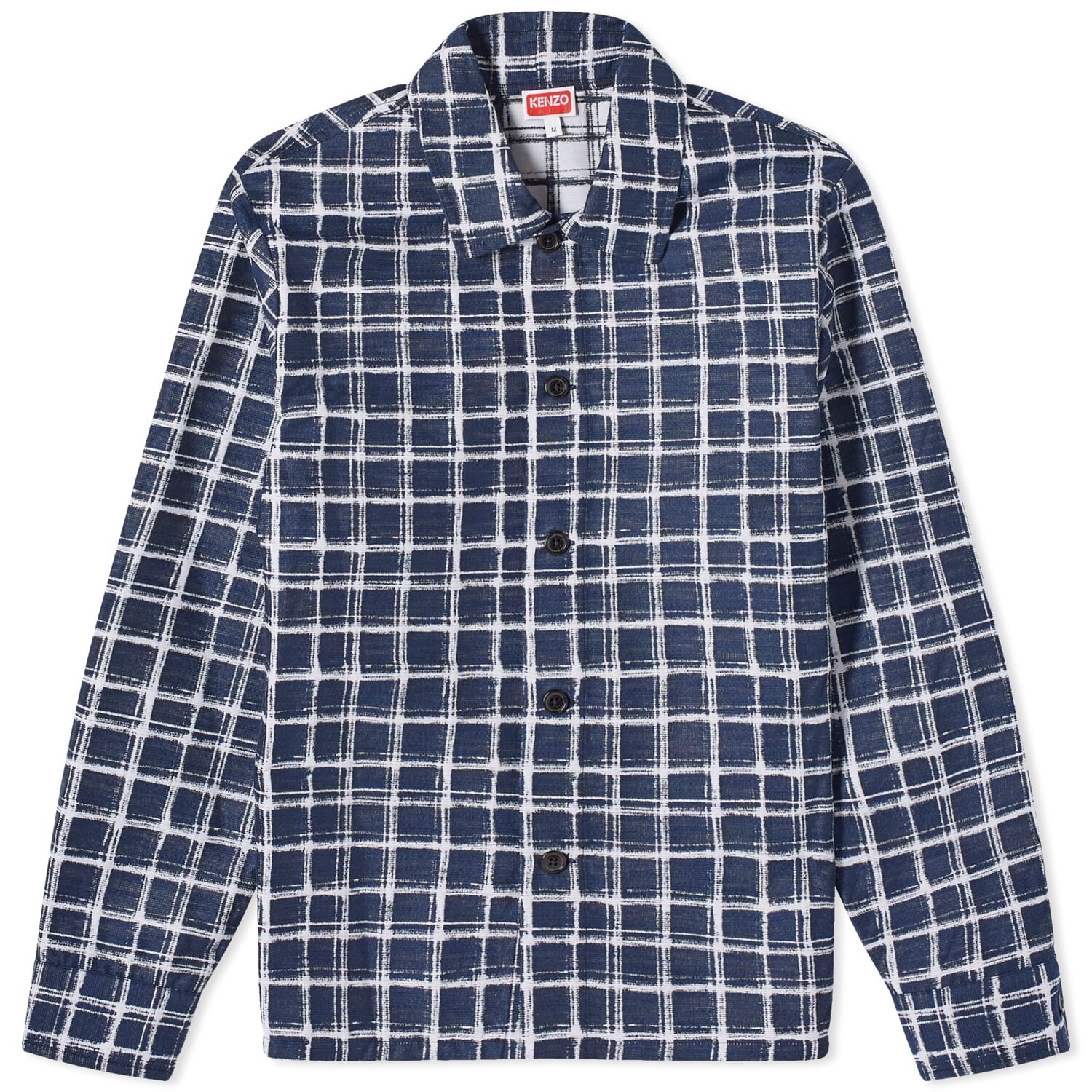 

Рубашка Kenzo Check Jacquard Overshirt, цвет Midnight Blue