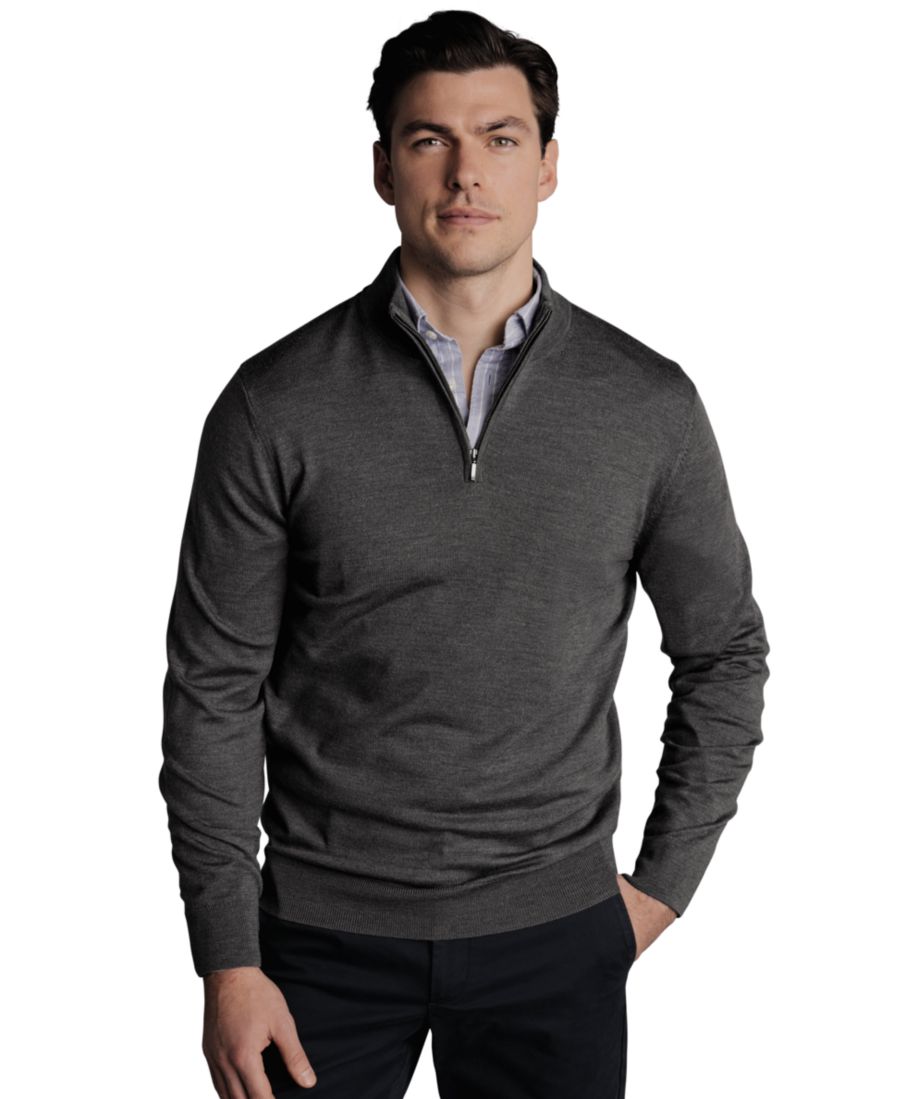 

Мужской свитер с застежкой-молнией на четверть длины Charles Tyrwhitt, Gray