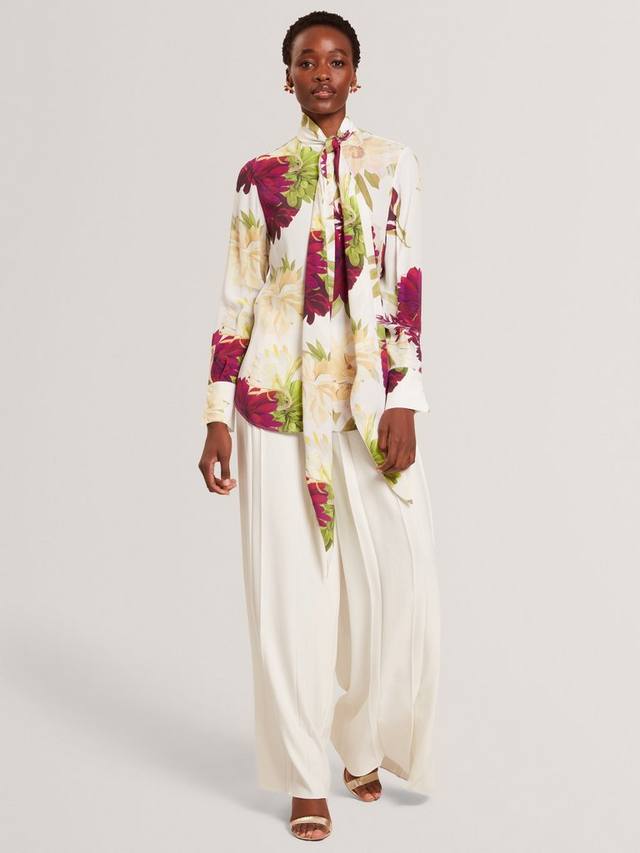 

Брюки с широкими штанинами и складками-коробочками Ted Baker, Ivory