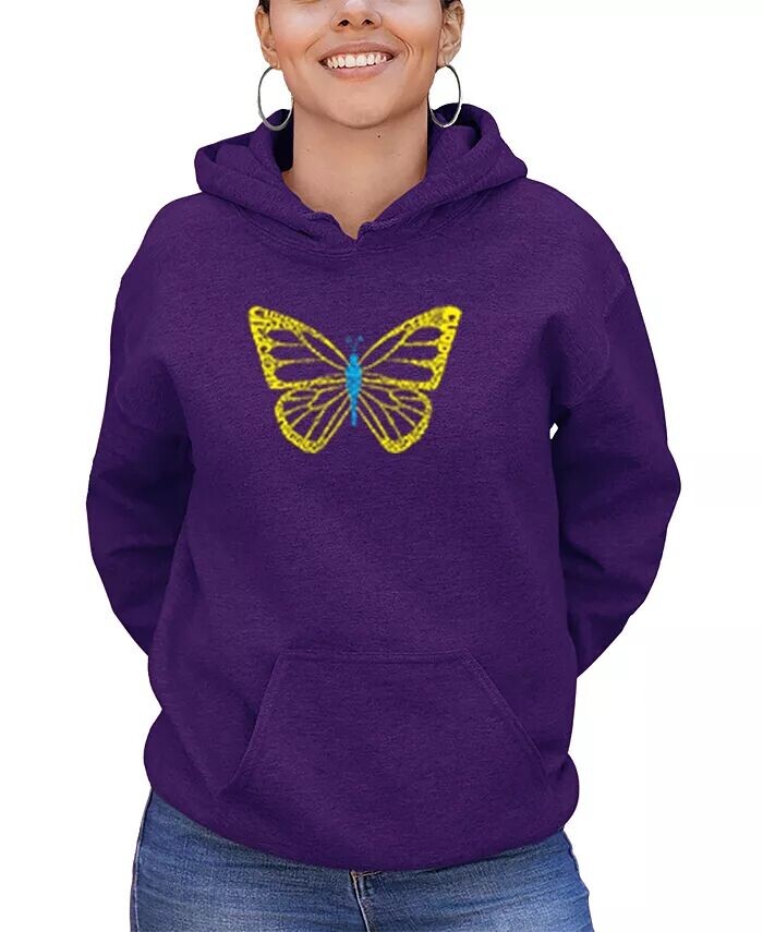 

Женская толстовка с капюшоном Butterfly Word Art LA Pop Art, фиолетовый