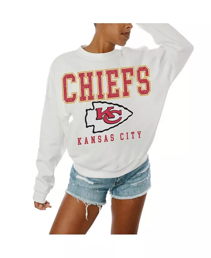 

Женская белая толстовка-пуловер Kansas City Chiefs Sunday Drives с круглым вырезом Gameday Couture