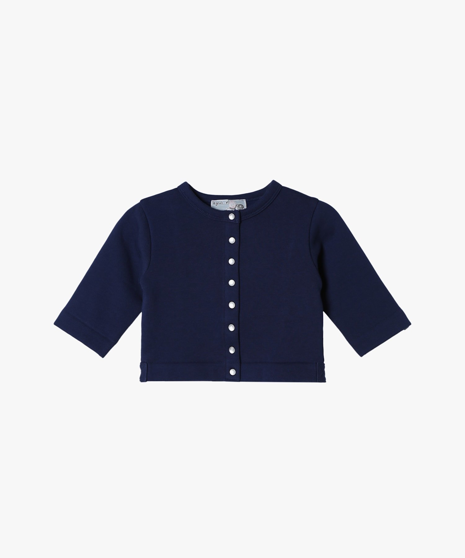 Детский хлопковый кардиган с длинными рукавами из меланжевой ткани Agnes b. ENFANT, Navy