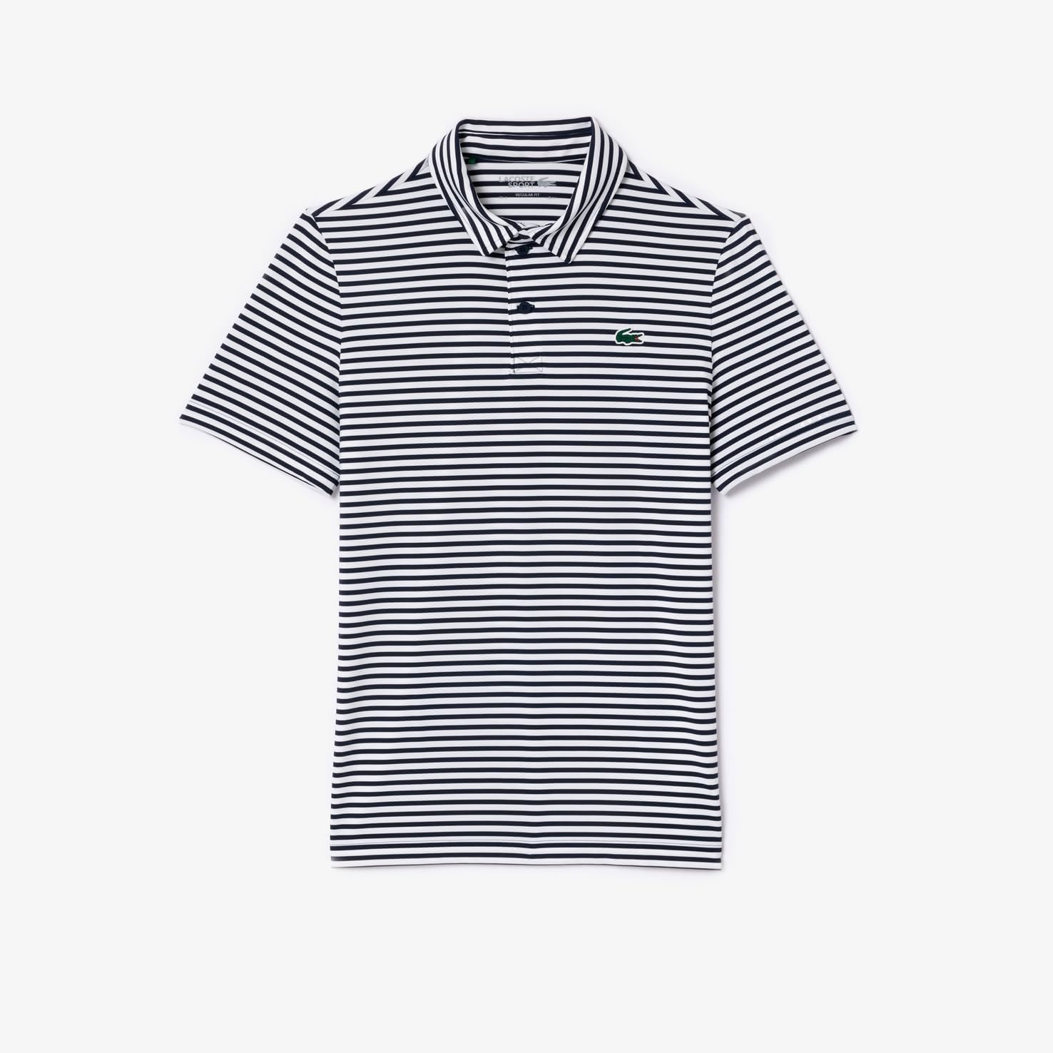 Мужская повседневная полосатая рубашка-поло Lacoste Ultra Dri-Bi-Color, темно-синий — фото 4