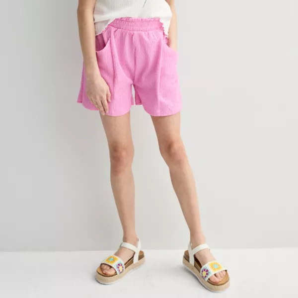 

Трикотажные шорты с текстурой на резинке для девочек 6-20 лет, стандартные и большие размеры So, цвет melrose pink