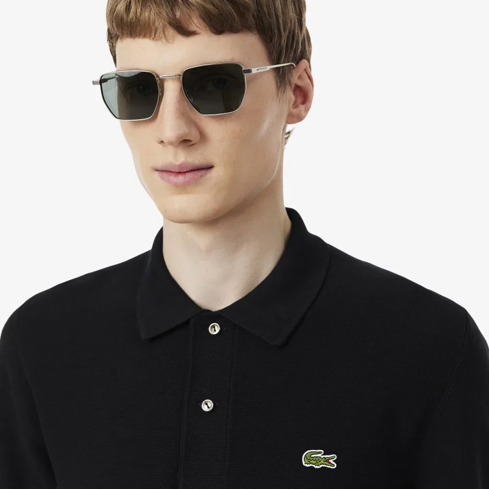 Мужской свитер-поло Links Links с коротким рукавом чёрный от Lacoste — фото 2