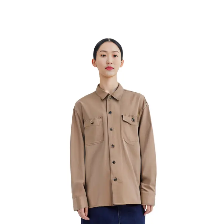 Рубашка унисекс Uniqlo, хаки — фото 4