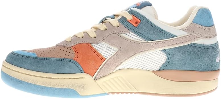 Мужские кроссовки Diadora B.560 Tourney Italia на шнуровке - синие, коричневые, оранжевые — фото 3