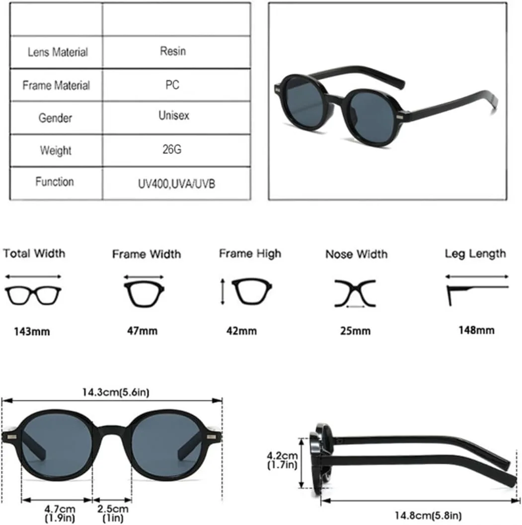 

Круглые солнцезащитные очки для женщин, модные, с прозрачными линзами с градиентом «океан», защита от УФ-излучения UV400; для мужчин, ретро TYUVIVO, Black Blue Pink