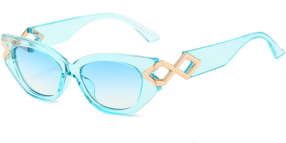 

Модные солнцезащитные очки «кошачий глаз» с градиентными линзами, персонализированной оправой в виде скрепки, роскошным декором, защитой от УФ-излучения UV400 LVTFCO, Blue Blue