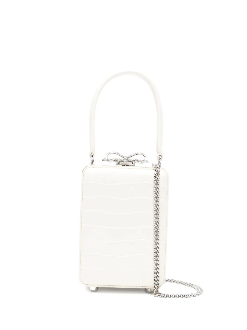 

Мини-сумка-тоут из кожи с эффектом крокодила Self-Portrait, нейтральный