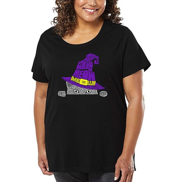 

Футболка с принтом Peeking witch cat для женщин plus size La Pop Art, Black, Черный, Футболка с принтом Peeking witch cat для женщин plus size La Pop Art, Black