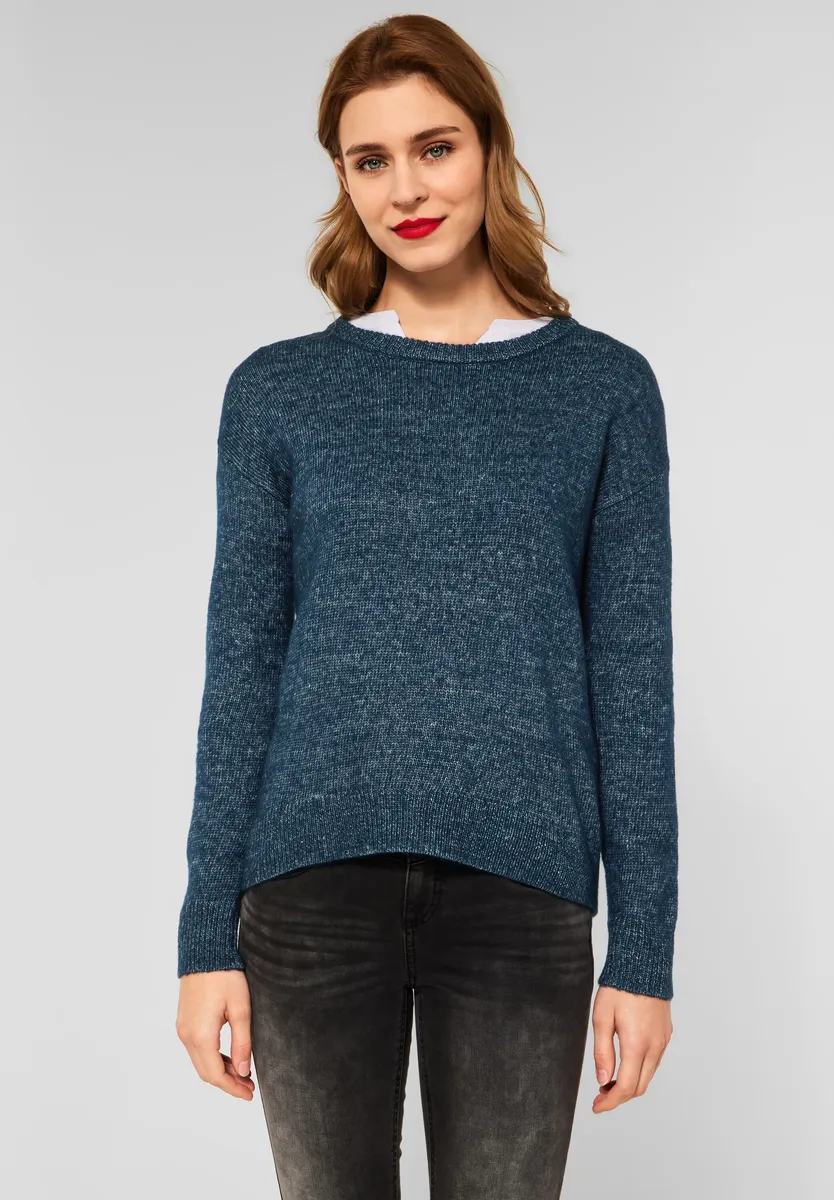 

Однотонный свитер с круглым вырезом STREET ONE, цвет Deep Teal Melange